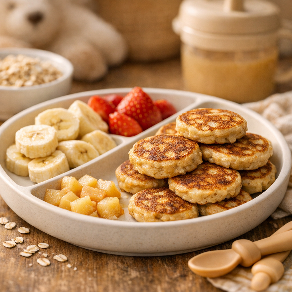 Banane-Hafer Mini-Pfannkuchen für Babys (BLW): weich & perfekt als Fingerfood