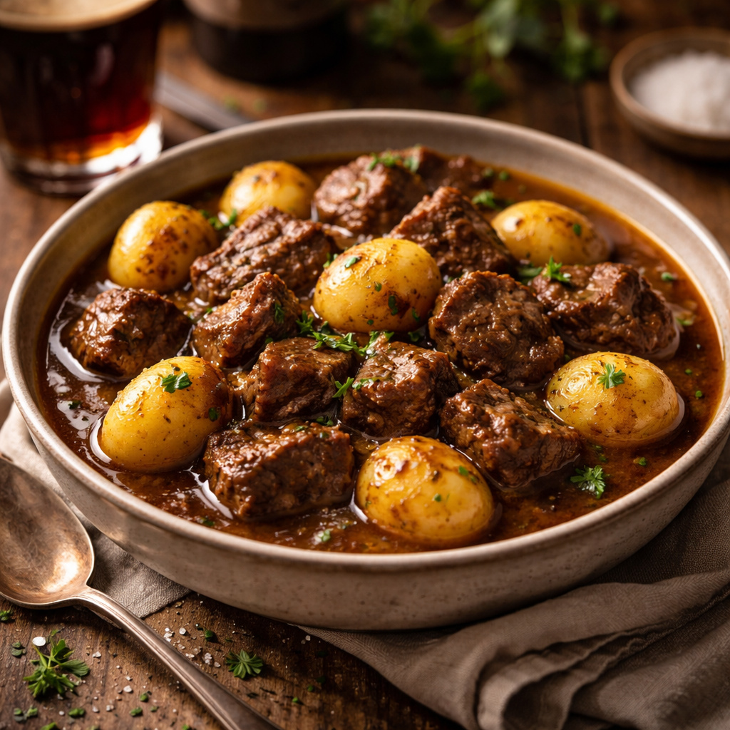 Bier-Rindergulasch mit Kartoffeln
