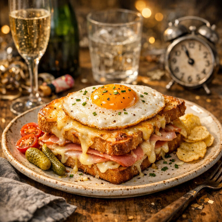 Katerfrühstück deluxe: Croque Madame mit Schinken, Käse & Spiegelei