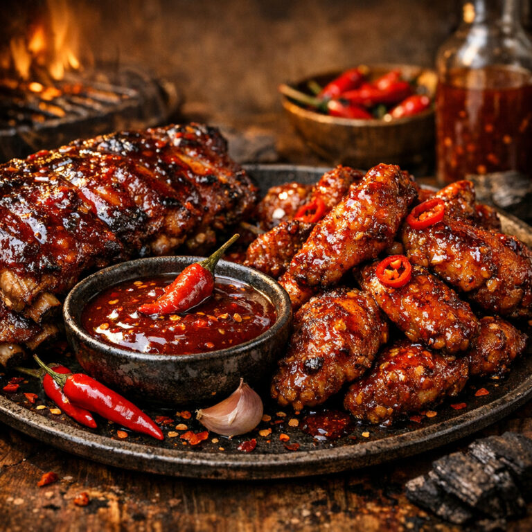 Ghost-Pepper BBQ-Glaze: Scharfes Finish für Wings und Rippchen
