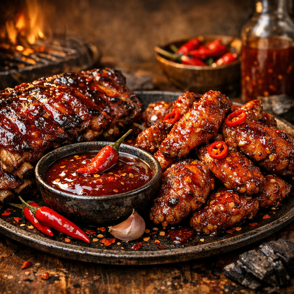 Ghost-Pepper BBQ-Glaze: Scharfes Finish für Wings und Rippchen
